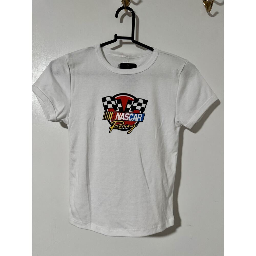 Kids White NASCAR Racing Short Sleeve T-Shirt Size S NWT